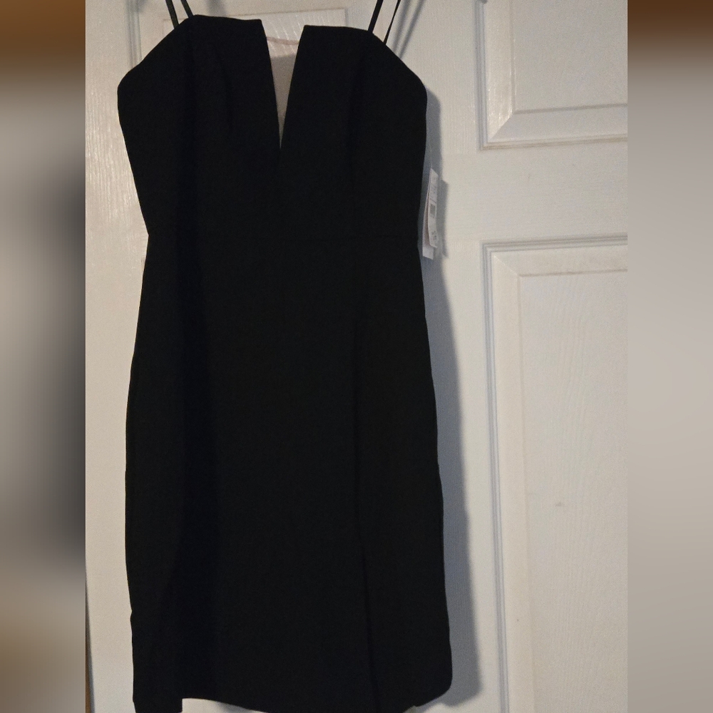 Liv Foster Elegant Strapless Cocktail Black Dress